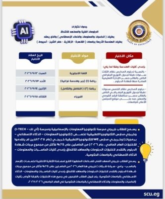 تنسيق الدبلومات الفنية 2026.. مواعيد اختبارات كليات الحاسبات والذكاء الاصطناعي وشروط القبول