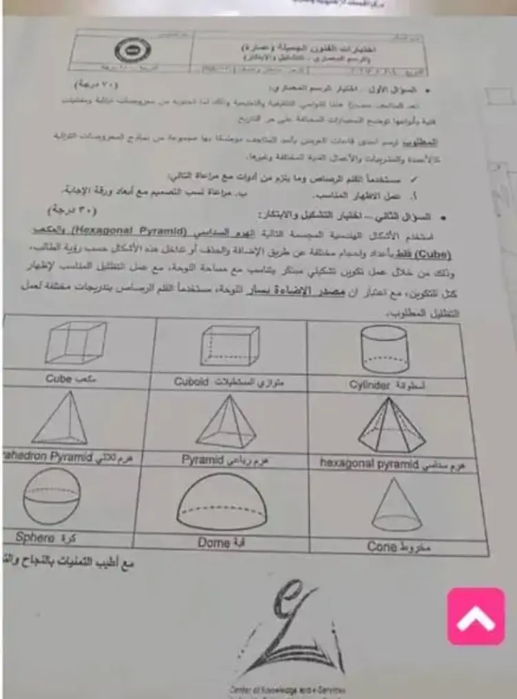 نماذج امتحانات القدرات فنون وعمارة الأعوام السابقة لطلاب الثانوية العامة 2026 - منهج مجاني