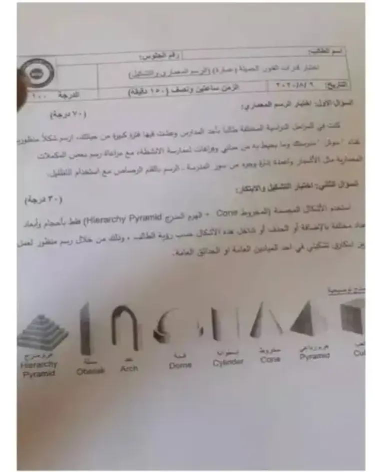 نماذج امتحانات القدرات فنون وعمارة الأعوام السابقة لطلاب الثانوية العامة 2026 - منهج مجاني