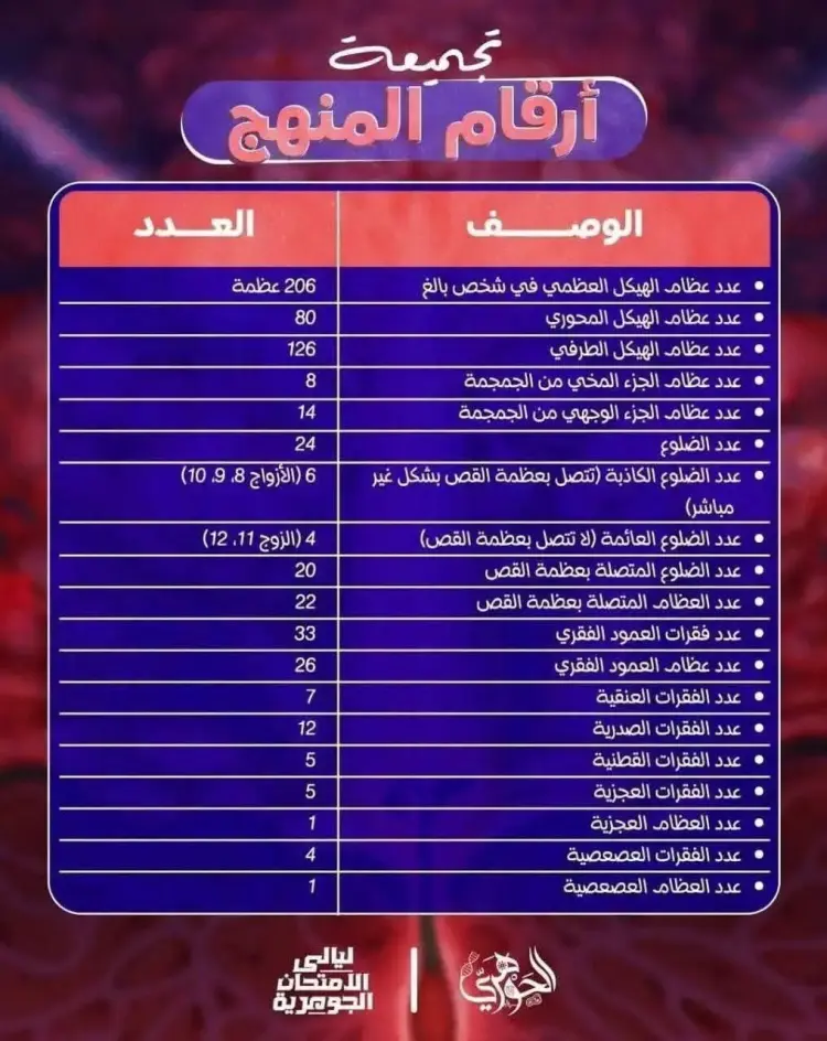 أهم الأرقام في مادة الأحياء تالتة ثانوي 2026.. الدعامة والحركة بالكامل - منهج مجاني