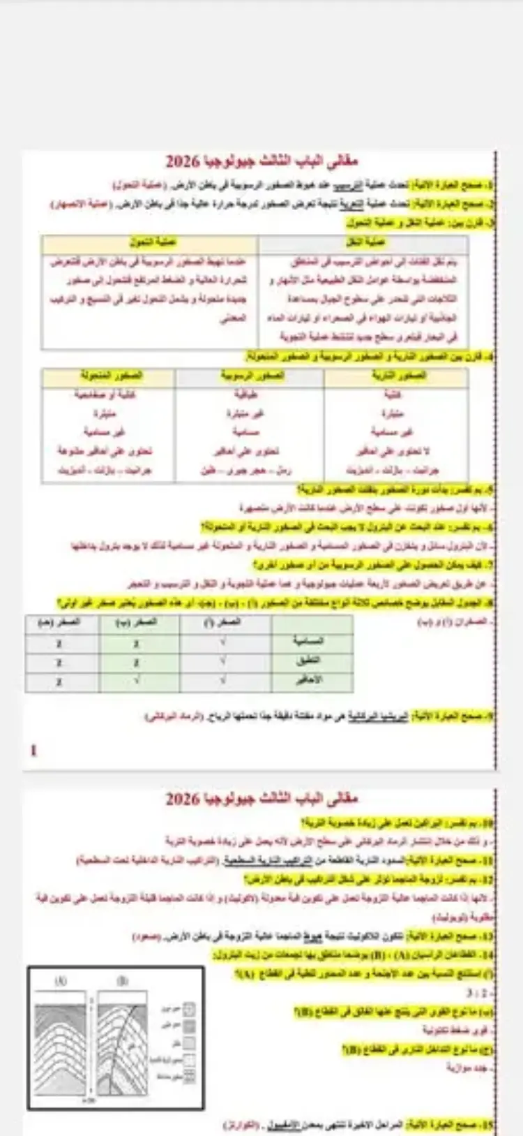 ملخص باب الجيولوجيا تالته ثانوي 2026.. أقوى مراجعة تفك عقدة الصخور - منهج مجاني