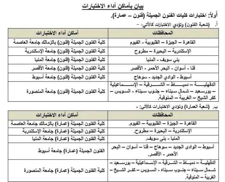 أماكن اختبارات القدرات للكليات لطلاب الثانوية العامة 2026 2027 - منهج مجاني
