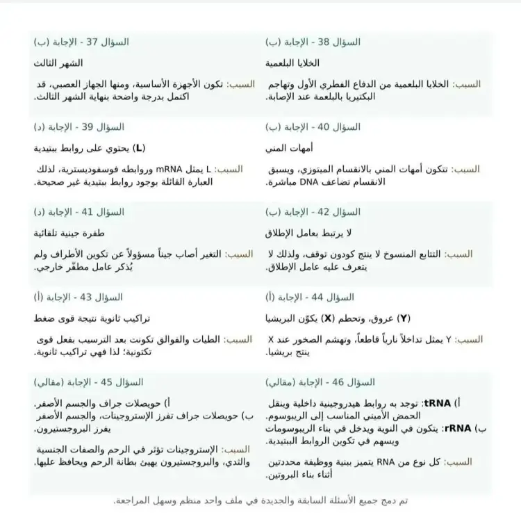 حل امتحان الأحياء للصف الثالث الثانوي 2026 - منهج مجاني